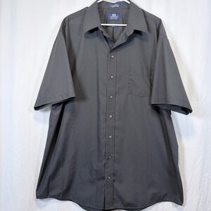 Stafford Shirt Button Down Short Sleeve Gray Wrinkle Free Broadcloth 18.5